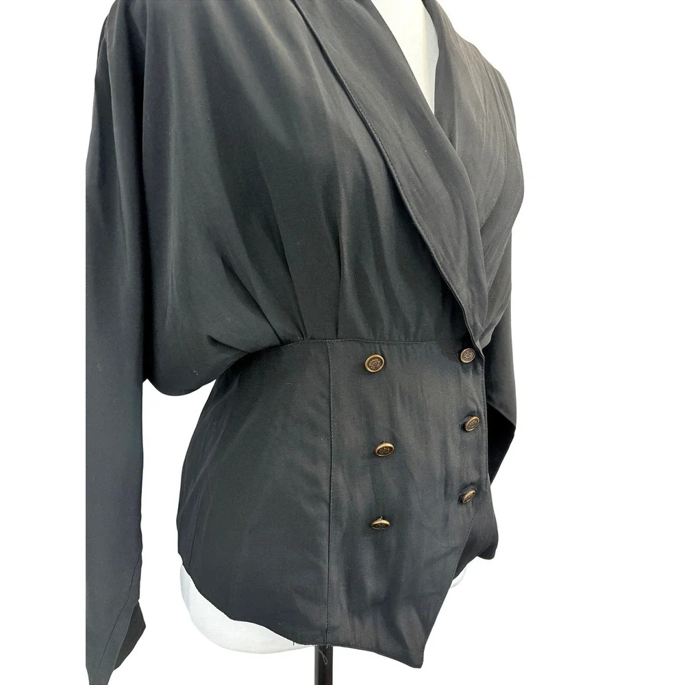 VTG Union Made Michael Blair Black‎ Double Breasted Blazer Medium Gold Buttons